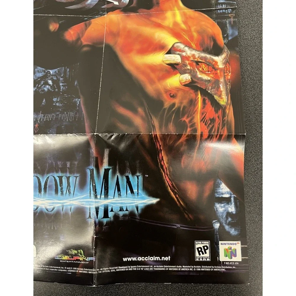 Shadow Man South Park N64 Authentic Poster Insert Only Nintendo 64 Two-Sided